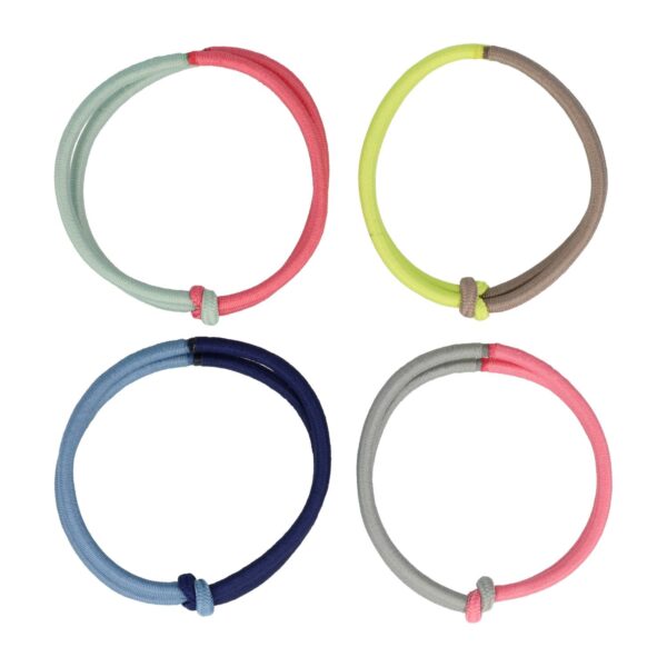Haarelastieken Basic - Knoop - Duo Kleuren - Roze Groen Blauw Grijs Geel - Set van 4
