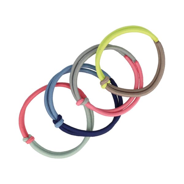 Haarelastieken Basic - Knoop - Duo Kleuren - Roze Groen Blauw Grijs Geel - Set van 4