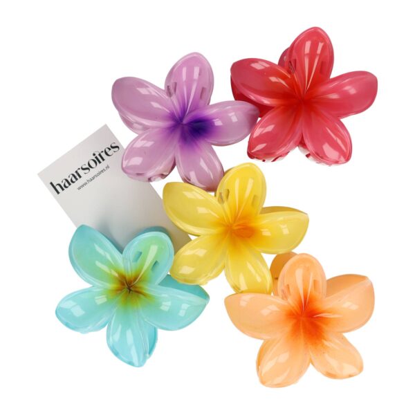 Haarspeld Haarklemmen 8cm – XL Lelie Bloemvorm – Blauw Geel Roze Paars Oranje – Set van 5