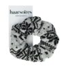 Haarelastiek Scrunchie – Print – Zachte Stof – Grijs Zwart