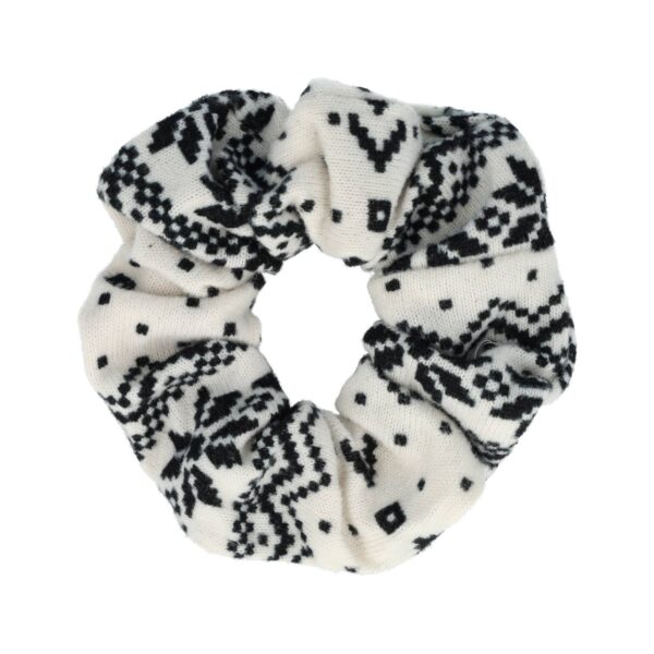 Haarelastiek Scrunchie – Print – Zachte Stof – Zwart Wit