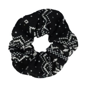 Scrunchie zacht print wit grijs bruin zwart_5 Haarelastiek Scrunchie – Print – Zachte Stof – Zwart Grijs