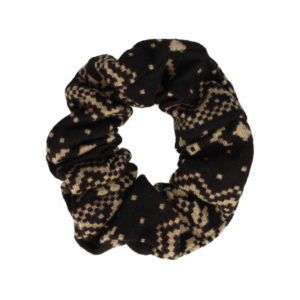 Scrunchie zacht print wit grijs bruin zwart_7 Haarelastiek Scrunchie – Print – Zachte Stof – Zwart Bruin