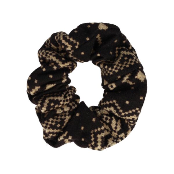Scrunchie zacht print wit grijs bruin zwart_7 Haarelastiek Scrunchie – Print – Zachte Stof – Zwart Bruin
