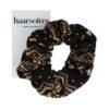 Scrunchie zacht print wit grijs bruin zwart_8 Haarelastiek Scrunchie – Print – Zachte Stof – Zwart Bruin