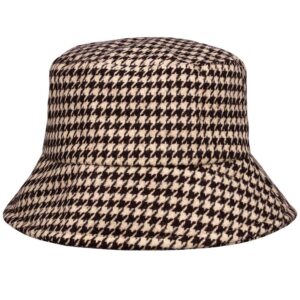 Bucket Hat Hoedje – Ruit Patroon – One Size – Beige Bruin