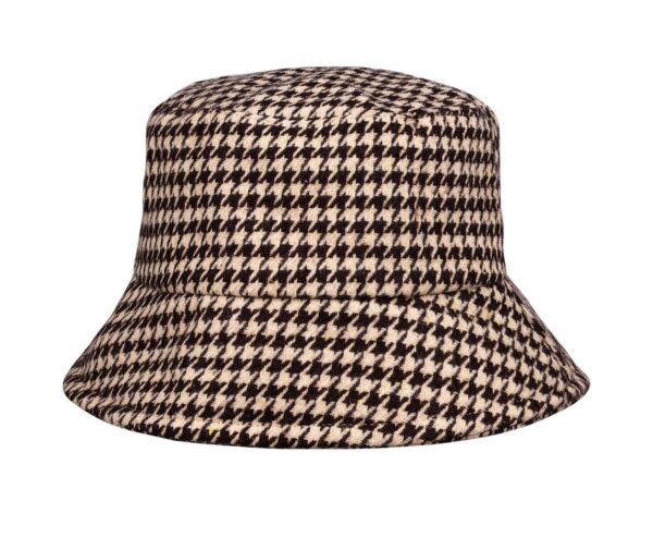 Bucket Hat Hoedje – Ruit Patroon – One Size – Beige Bruin