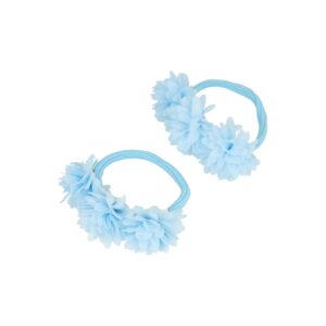 Haarelastieken – Bloemen – Tule Stof - Blauw – Set van 2