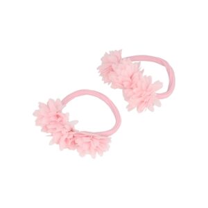 Haarelastieken – Bloemen – Tule Stof - Roze – Set van 2