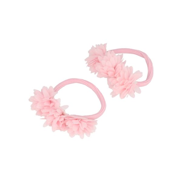 Haarelastieken – Bloemen – Tule Stof - Roze – Set van 2