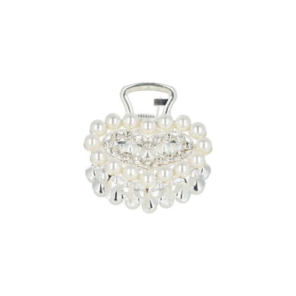 Haarspeld Haarklem 4cm – Hart – Parel & Strass – Metaal – Zilver