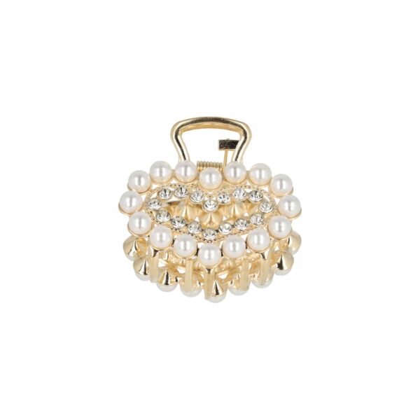 Haarspeld Haarklem 4cm – Hart – Parel & Strass – Metaal – Goud