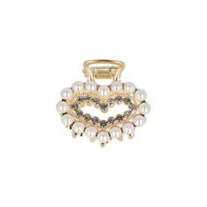 haarklem parel strass hart_5 Haarspeld Haarklem 4cm – Hart – Parel & Strass – Metaal – Goud