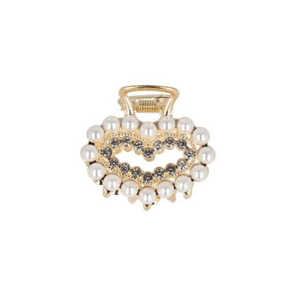 Haarspeld Haarklem 4cm – Hart – Parel & Strass – Metaal – Goud