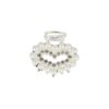 Haarspeld Haarklem 4cm – Hart – Parel & Strass – Metaal – Zilver