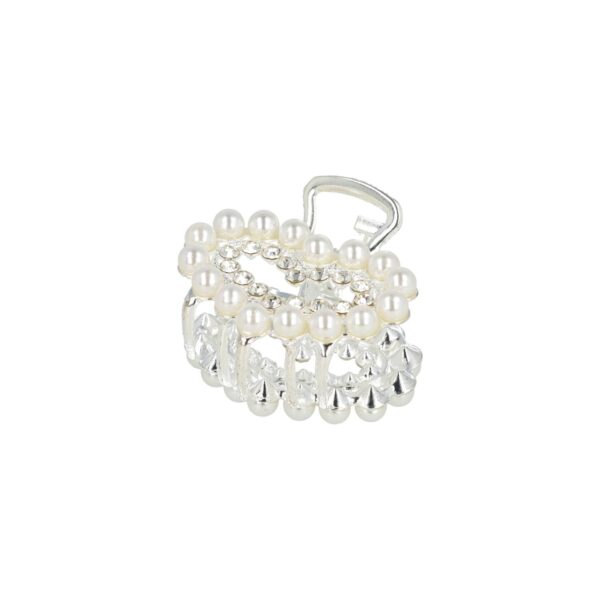 Haarspeld Haarklem 4cm – Hart – Parel & Strass – Metaal – Zilver