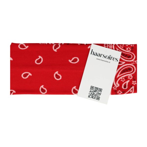 hb stof paisley print 7cm_10 Haarband Stof 7cm - Paisley Patroon - Rood