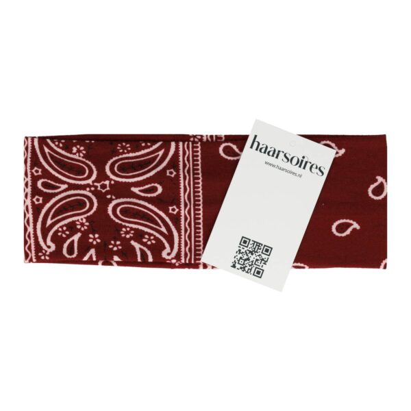 Haarband Stof 7cm - Paisley Patroon - Donkerrood