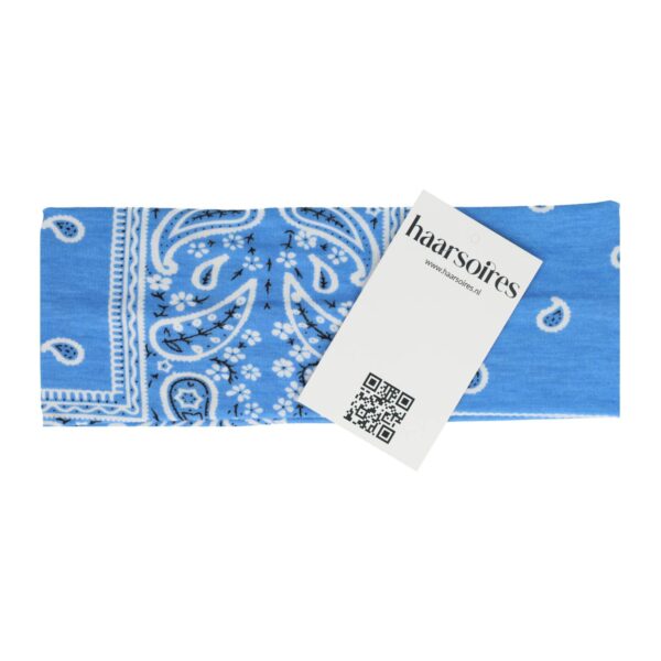 hb stof paisley print 7cm_8 Haarband Stof 7cm - Paisley Patroon - Blauw