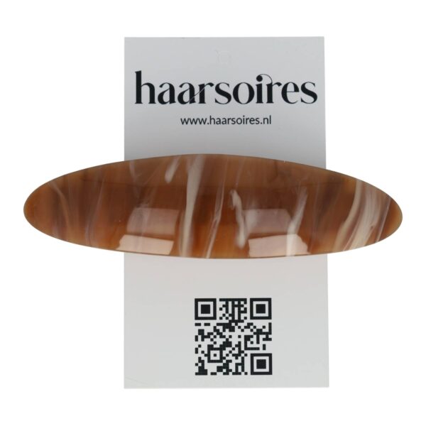 Haarspeld Patentspeld 9cm - Ovaal – Marmer Patroon – Bruin