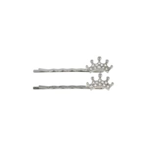 Haarspeld Schuifspeldjes 5cm - Kroontje - Strass Steentjes - Zilver - Set van 2