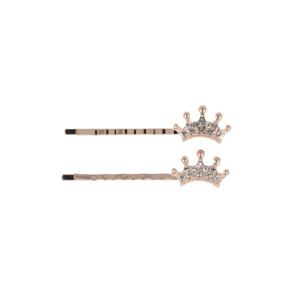 Haarspeld Schuifspeldjes 5cm - Kroontje - Strass Steentjes - Koper - Set van 2