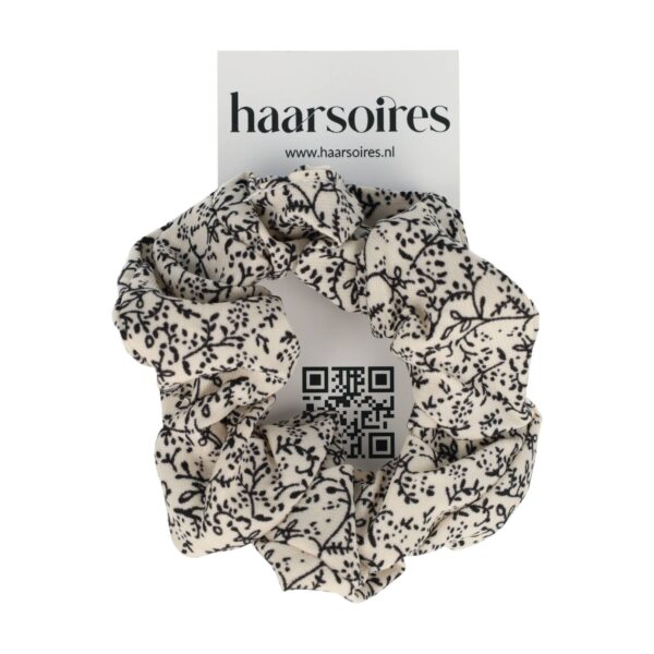 Haarelastiek Scrunchie – Bloemen Bloesem Patroon – Creme