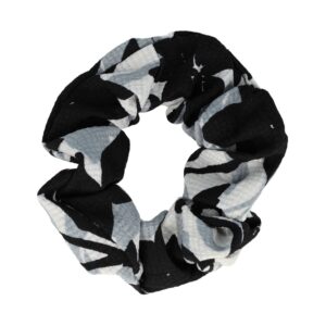 Haarelastiek Scrunchie – Gevlekt Patroon – Zwart Wit Grijs