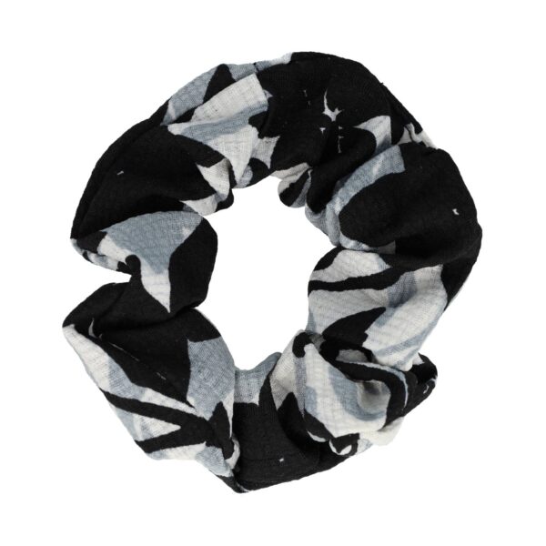 Haarelastiek Scrunchie – Gevlekt Patroon – Zwart Wit Grijs