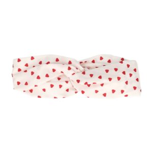 Haarband Twist 5cm – Hartjes Print – Gladde Stof – Rood Wit