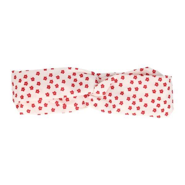 Haarband Twist 5cm – Bloemen Print – Gladde Stof – Rood Wit