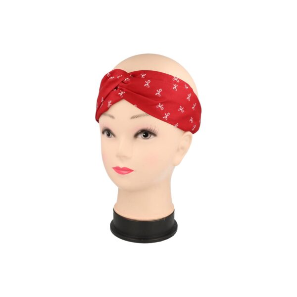 Haarband Twist 5cm – Strikjes Print – Gladde Stof – Rood