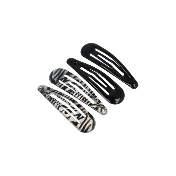 Haarspeld Klikklak 5cm - Dierenprint - Epoxy - Zwart Zilver - Set van 4
