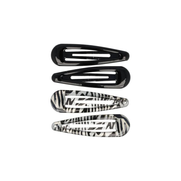 Haarspeld Klikklak 5cm - Dierenprint - Epoxy - Zwart Zilver - Set van 4