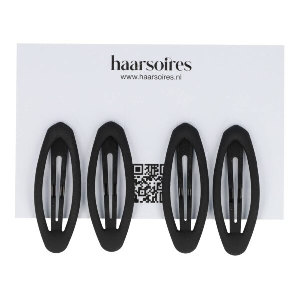 Haarspeld Klikklak 6cm - Ovaal - Matte Kleur - Zwart - Set van 4
