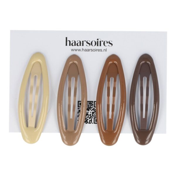 Haarspeld Klikklak 6cm - Ovaal - Epoxy - Bruin - Set van 4