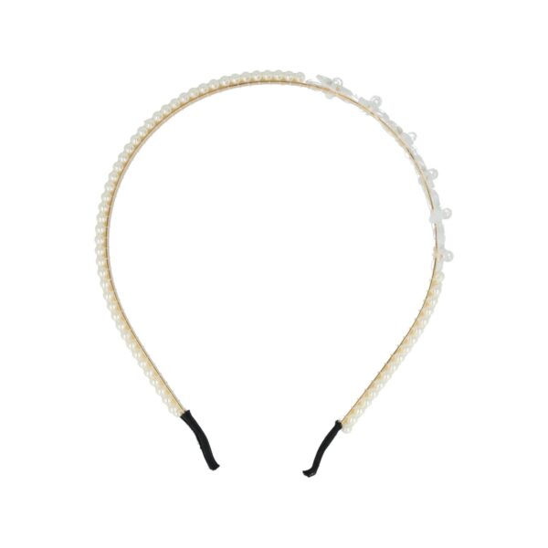 Haarband Diadeem Bloemen Vormen – Parelkralen – Goud Wit