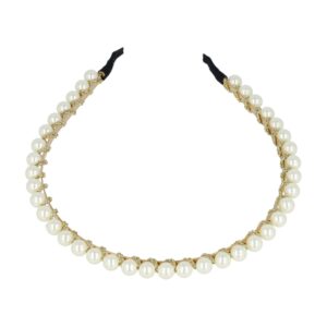 Haarband Diadeem – Parel Kralen – Gouddraad – Wit Goud