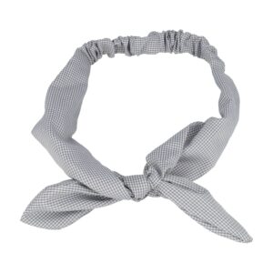 Haarband Knoop 6cm – Strikje met IJzerdraad – Ruitprint – Grijs