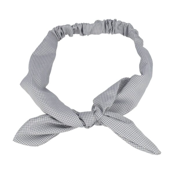 Haarband Knoop 6cm – Strikje met IJzerdraad – Ruitprint – Grijs