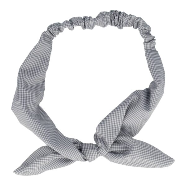 Haarband Knoop 6cm – Strikje met IJzerdraad – Ruitprint – Grijs