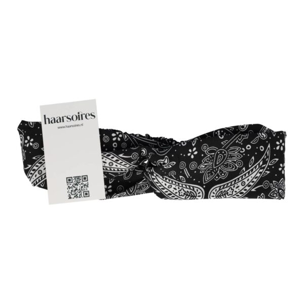 Haarband Twist 5cm – Paisleyprint – Zwart