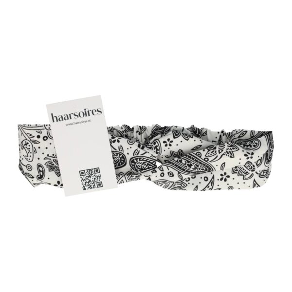 Haarband Twist 5cm – Paisleyprint – Wit