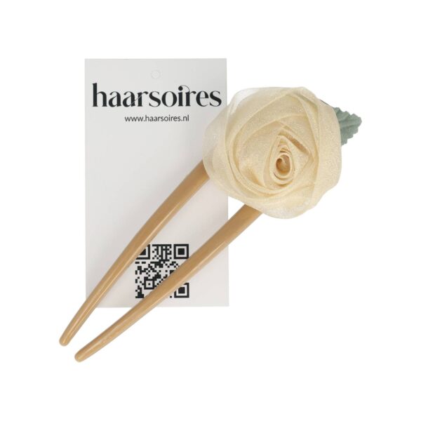 Haarvork roos_3 Styling Tool Haarvork 11cm – Roos Bloem – Knot Haarpin – Bruin Beige