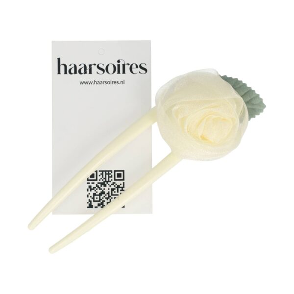 Haarvork roos_4 Styling Tool Haarvork 11cm – Roos Bloem – Knot Haarpin – Creme