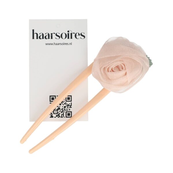 Haarvork roos_5 Styling Tool Haarvork 11cm – Roos Bloem – Knot Haarpin – Roze