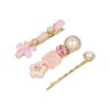 Schuifspeldjes bloem steen strass_1 Haarspeld Duckklemmen & Schuifspeldje 6cm – Bloemen – Stenen Strass – Roze – Set van 3
