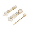 Haarspeld Duckklemmen & Schuifspeldje 6cm – Bloemen – Stenen Strass – Creme – Set van 3