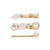 Haarspeld Duckklemmen & Schuifspeldje 6cm – Bloemen – Stenen Strass – Creme – Set van 3