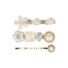 Haarspeld Duckklemmen & Schuifspeldje 6cm – Bloemen – Stenen Strass – Creme – Set van 3